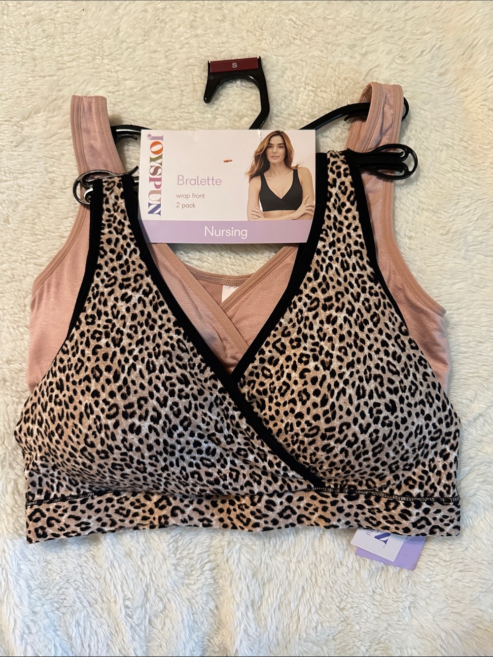Joyspun Nursing Bralette 2-Pack - Leopard Print & Blush